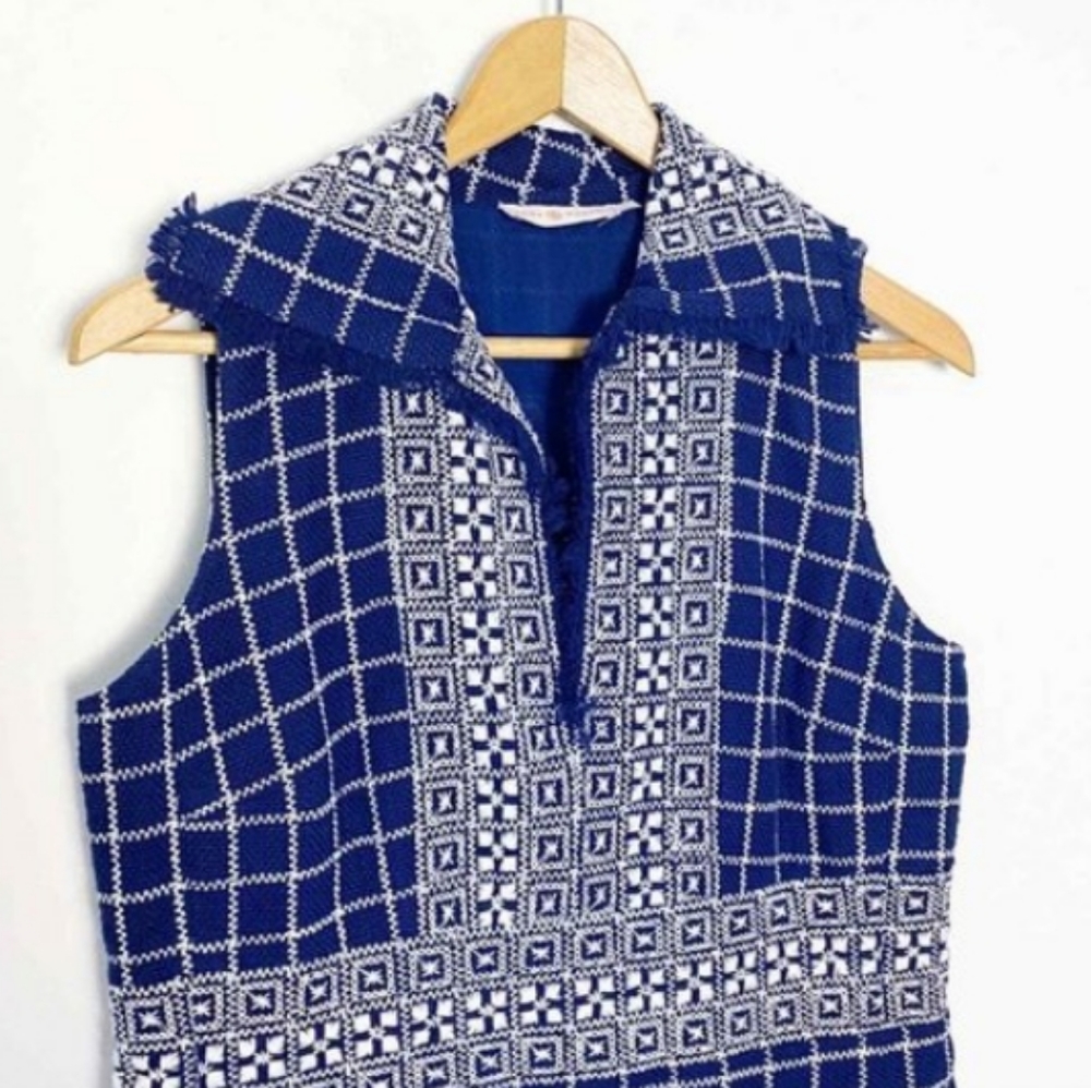 TORY BURCH Fringe Embroidered Sleeveless V-Neck Tweed Dress NWT - Picture 2 of 11